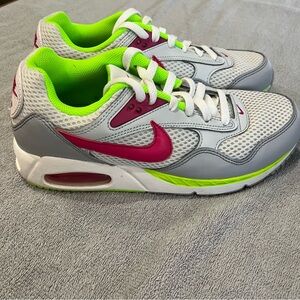 Nike Air Max Correlate White and Pink Athletic Shoes with Neon Green Accents 9